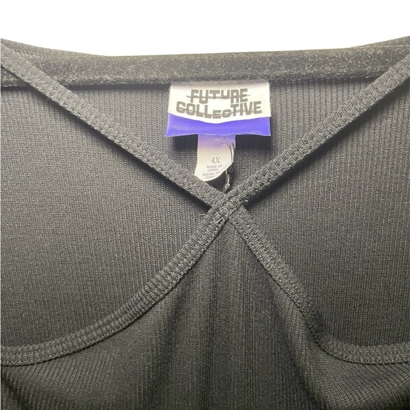 Ribbed Black Bodysuit with cut in front & snap closure Size: 4X - Picture 5 of 9